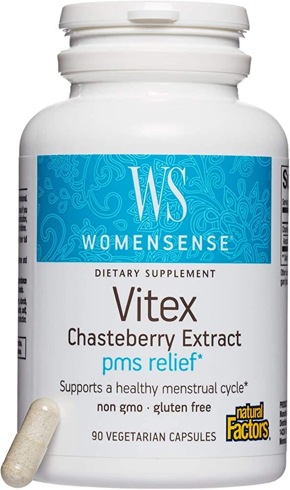 Women’Sense Vitex Chasteberry Extract Bottle With a Natural Background, Highlighting Its Herbal Health Benefits for Women.