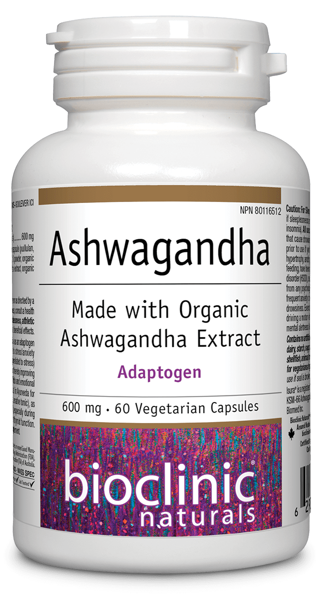 Ashwagandha supplement featuring organic extract, promoting wellness and vitality in a natural form.